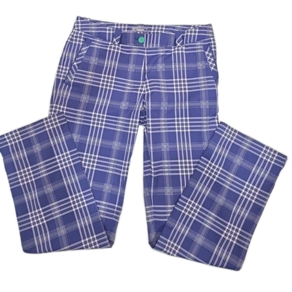 163 Nike Golf Tour Performance Purple White Plaid Wide Leg Light Weight Pants
